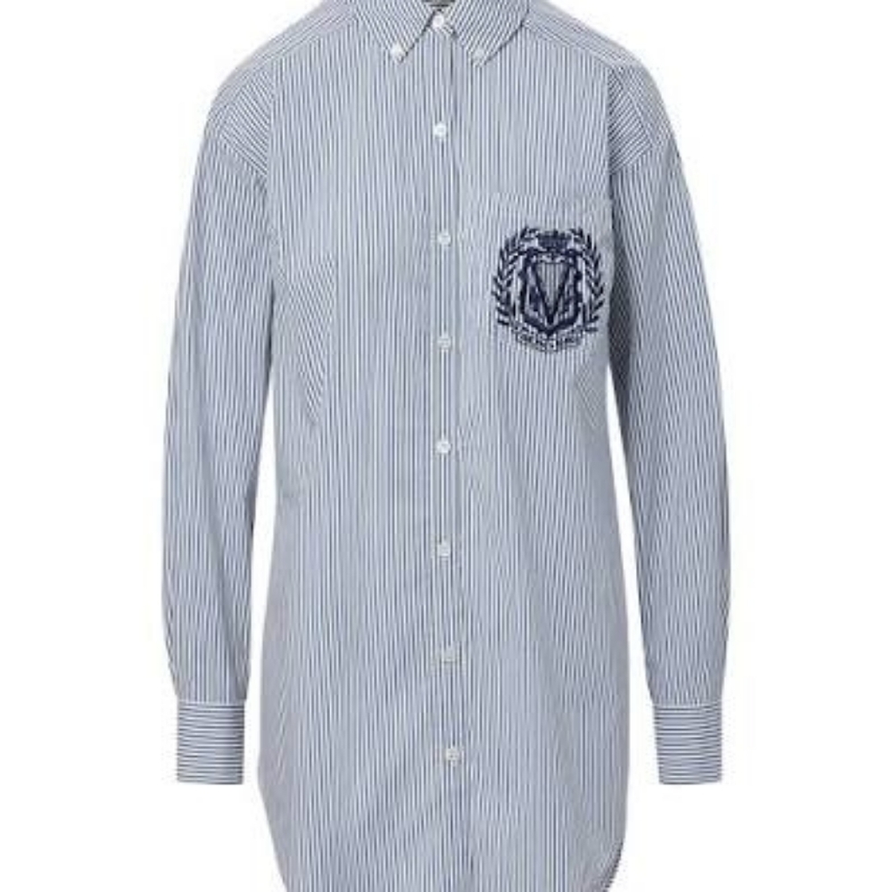 Veronica Beard Blue Striped Lloys Button Down With Cresr - Picture 6 of 7